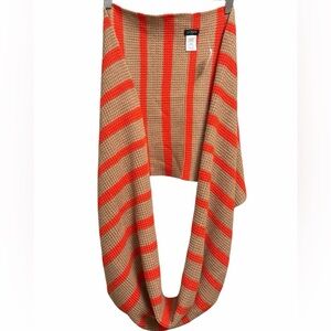 J. Crew Knit Infinity Scarf with Orange and Tan Stripes NWT